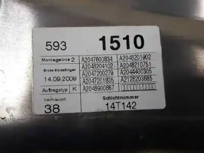 Second-hand car spare part passenger side right window regulator for clase c clase c berlina 2.2 cdi oem iam references 2127201679  981693105