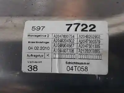 Second-hand car spare part rear left window regulator for mercedes-benz clase c (w204) c 200 cdi (204.001) oem iam references a2047300779  981694104