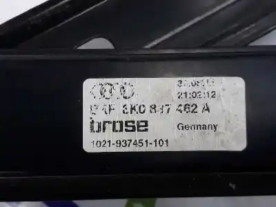 Second-hand car spare part passenger side right window regulator for audi a4 b8 avant (8k5) 2.7 tdi oem iam references 8k0837462e  8k0837462e