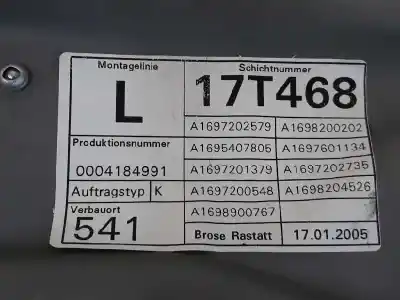 İkinci el araba yedek parçası ön sol pencere regülatörü için otras marcas clase a 2.0 cdi oem iam referansları a1697203179  a1697201379