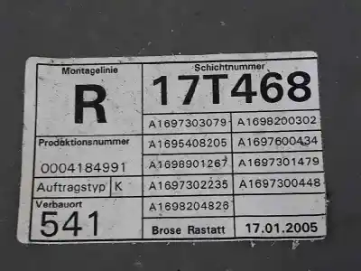 Piesă de schimb auto la mâna a doua mecanism actionare geam spate dreapta pentru clase c clase a 2.0 cdi referințe oem iam a1697303479  a1697303479