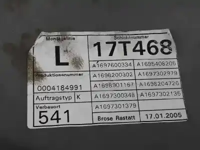 Piesă de schimb auto la mâna a doua mecanism actionare geam spate stânga pentru clase c clase a 2.0 cdi referințe oem iam a1697303379  a1697303379