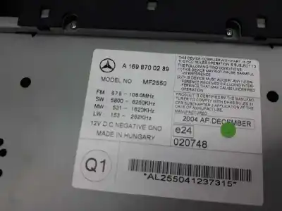 Piesă de schimb auto la mâna a doua sistem audio / cd radio casetofon pentru clase c clase a 2.0 cdi referințe oem iam a1698700289  a1698700289
