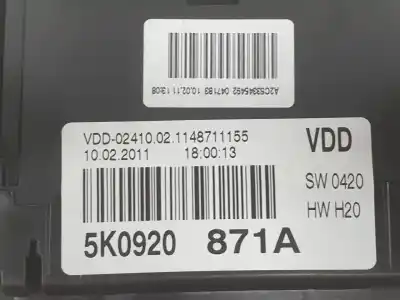 Second-hand car spare part dashboard for volkswagen golf vi variant (aj5) 1.6 tdi dpf oem iam references 5k0920871a  5k0920871a