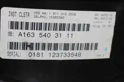 Second-hand car spare part dashboard for clase c clase m 2.7 cdi 20v oem iam references a1635403111  a1635403111