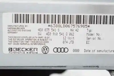 Second-hand car spare part audio system / radio cd for audi q7 (4l) 3.0 v6 24v tdi oem iam references 4e0035541s  4e0035541s