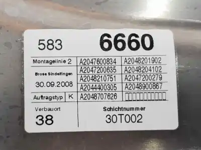 Second-hand car spare part passenger side right window regulator for clase c clase c berlina 2.2 cdi oem iam references 2127201679  2127201679