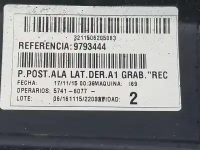 Second-hand car spare part right rear bumper for clase c vito mixto 06.2003 2.1 cdi oem iam references a6398801371  6398801371
