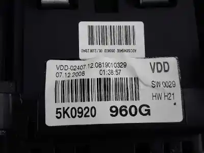 Recambio de automóvil de segunda mano de cuadro instrumentos para volkswagen golf vi 2.0 tdi referencias oem iam 5k0920960g 5k0920960g mph 