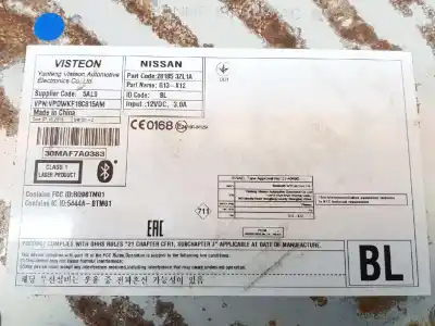 Second-hand car spare part audio system / radio cd for nissan pulsar fastback (c13) 1.5 dci oem iam references 281853zl1a  281853zl1a