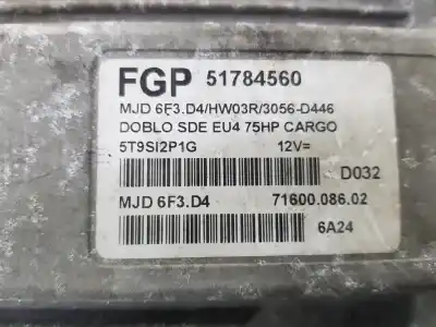 Second-hand car spare part ecu engine control for fiat doblo furgoneta/monovolumen (223_) 1.3 d multijet oem iam references 51784560  51784560