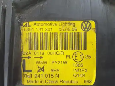 Автозапчастина б/у ліва фара для volkswagen t5 transporter/furgoneta 1.9 tdi cat (axb) посилання на oem iam 7h1941015n  7h1941015n