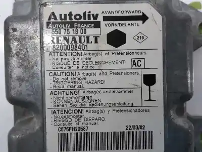 Pièce détachée automobile d'occasion boitier de commande d'airbag pour renault kangoo express (fc0/1_) 1.9 dci 4x4 (fc0v) références oem iam 8200098401  autoliv 550751800
