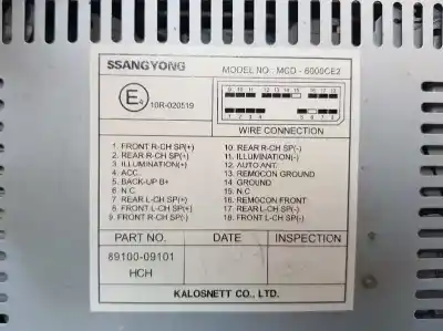 Автозапчастина б/у аудіо система / радіо cd для ssangyong actyon 200 xdi посилання на oem iam 8910009101  8910009102hch