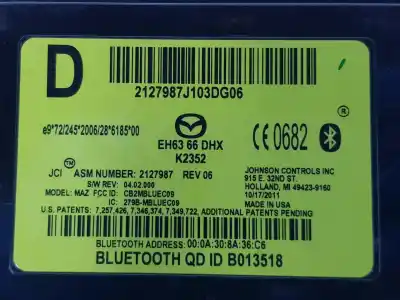 Автозапчастина б/у електронний модуль для mazda cx7 2.2 turbodiesel посилання на oem iam eh6366dhx  