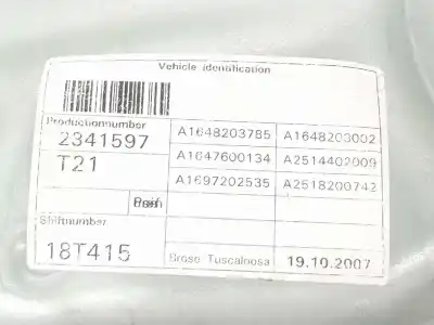 Second-hand car spare part driver left window regulator for clase c clase m 3.0 cdi oem iam references a1647201579  a1647201579