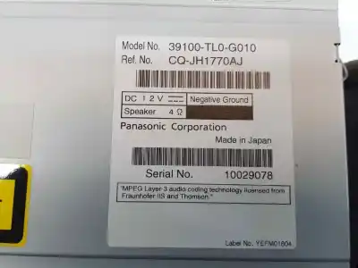 Pezzo di ricambio per auto di seconda mano impianto audio / radio cd per honda accord viii (cu) 2.2 i-dtec (cu3) riferimenti oem iam 39107tl0g01