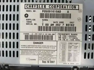 Second-hand car spare part audio system / radio cd for chrysler voyager iv (rg, rs) 2.8 crd oem iam references 05091610ad  05091610ad