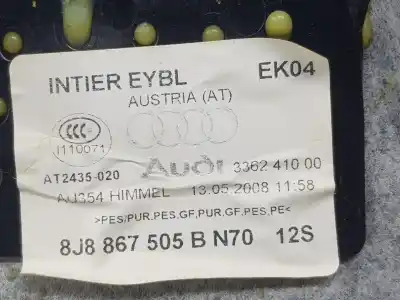 Peça sobressalente para automóvel em segunda mão tecto de abrir interior por audi tt (8j3/8j9) 2.0 tfsi coupe referências oem iam 8j8867505c Peça sobressalente para automóvel em segunda mão tecto de abrir interior por audi tt (8j3/8j9) 2.0 tfsi coupe referências oem iam 8j8867505c