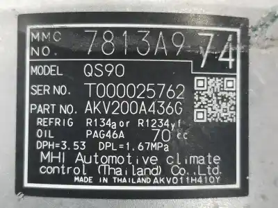 Автозапчастина б/у компресор кондиционера для mitsubishi asx (ga0w) 1.6 cat посилання на oem iam 7813a974  7813a974