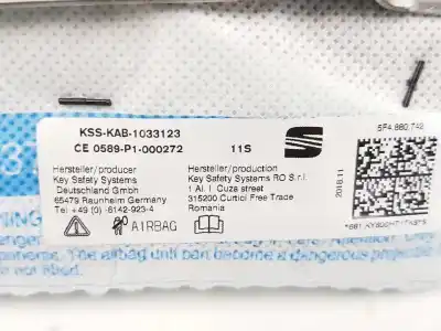 Peça sobressalente para automóvel em segunda mão airbag de cortina dianteiro direito por seat leon (5f1) 1.6 tdi referências oem iam 5f4880742