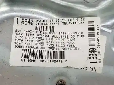 Автозапчастина б/у регулятор переднього правого скла для alfa romeo giulietta (940_) 2.0 jtdm (940.fxl1a) посилання на oem iam 71754403  71754403