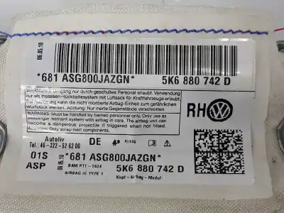 Автозапчасти б/у передняя правая подушка безопасности за volkswagen golf vi variant (aj5) 1.6 tdi dpf ссылки oem iam 5k6880742d  5k6880742d