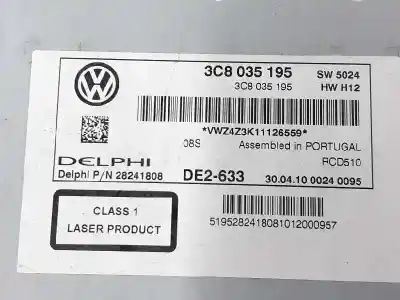 Second-hand car spare part audio system / radio cd for volkswagen golf vi variant (aj5) 1.6 tdi dpf oem iam references 3c8035195  3c8035195