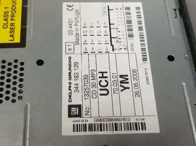 Second-hand car spare part audio system / radio cd for opel corsa d (s07) 1.3 cdti (l08 l68) oem iam references 13257039  13257039