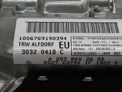 Peça sobressalente para automóvel em segunda mão airbag frontal lado direito por mercedes clase c (w203) berlina 1.8 cat referências oem iam a2038602605 2038602605 30320418 