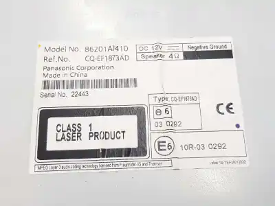 Автозапчастина б/у аудіо система / радіо cd для subaru legacy lim. b14 2.0 d посилання на oem iam 86201aj410  86201aj410