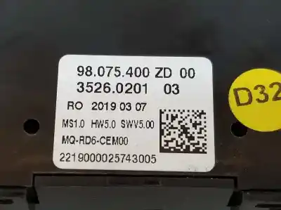 Peça sobressalente para automóvel em segunda mão comandos de alavanca por citroen jumpy spacetourer 2.0 blue-hdi fap referências oem iam 98075400zd  98075400zd