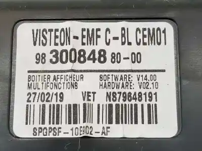 Peça sobressalente para automóvel em segunda mão display gps / multimídia por citroen jumpy spacetourer 2.0 blue-hdi fap referências oem iam 9830084880