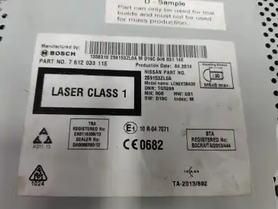 Second-hand car spare part multifunction display for nissan pulsar fastback (c13) 1.5 dci oem iam references 259153zl0a  7612033118