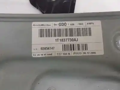 Tweedehands auto-onderdeel regelaar rechts voor ruit voor vw touran (1t1, 1t2) 2.0 tdi 16v oem iam-referenties 1t1837462b  1t1837730aj