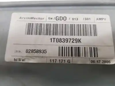 Second-hand car spare part rear left window regulator for vw touran (1t1, 1t2) 2.0 tdi 16v oem iam references 1t0839729k  1t0839729k