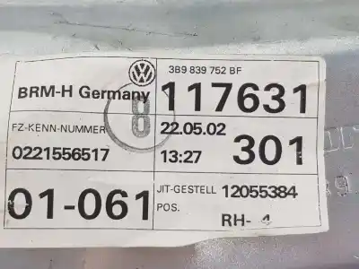 Second-hand car spare part rear right window regulator for volkswagen passat b5.5 variant (3b6) 1.9 tdi oem iam references 3b9839756c  3b9839756c