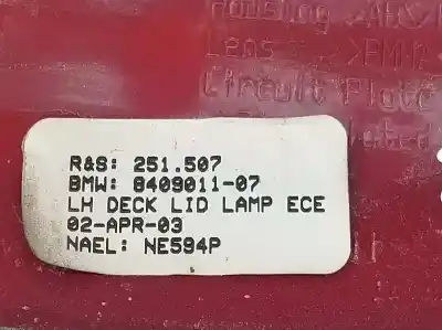 Second-hand car spare part left tailgate door light for bmw x5 (e53) 3.0 turbodiesel cat oem iam references 63217164485  840901107