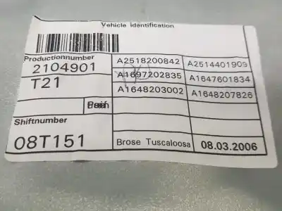 Автозапчасти б/у регулятор стекла переднего правого за mercedes-benz clase m (w164) ml 280 cdi 4-matic (164.120) ссылки oem iam a1647201679  a1647201679