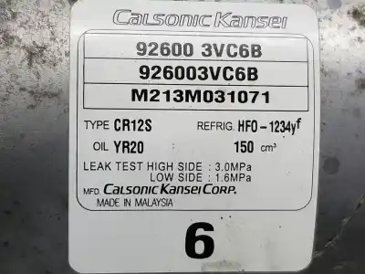 Second-hand car spare part air conditioning compressor for nissan pulsar fastback (c13) 1.5 dci oem iam references 926003vc6b  926003vc6b