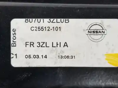 Second-hand car spare part driver left window regulator for nissan pulsar fastback (c13) 1.5 dci oem iam references 807013zl0b  807013zl0b