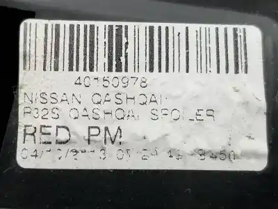 Second-hand car spare part rear spoiler for nissan qashqai (j10) 1.6 dci turbodiesel cat oem iam references 960304es1c  960304es1c