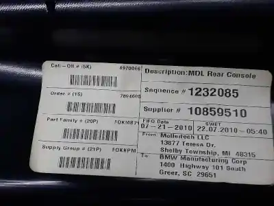 Pezzo di ricambio per auto di seconda mano console centrale per bmw x6 (e71, e72) xdrive 40 d riferimenti oem iam 51169124421  51169124421