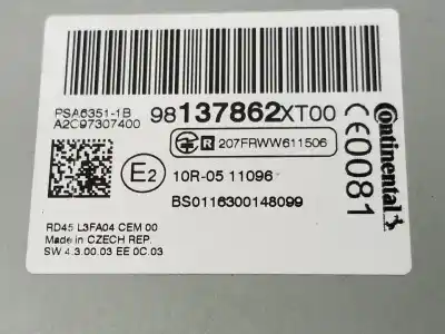 Автозапчастина б/у аудіо система / радіо cd для citroen c3 picasso (sh_) 1.6 bluehdi 100 посилання на oem iam 9812377180  6300148099