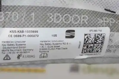 Автозапчастина б/у передня права подушка безпеки для seat leon sc (5f5) fr посилання на oem iam 5f3880742  5f3880742