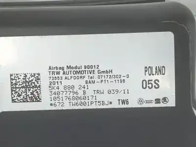 Автозапчастина б/у передня права бічна подушка безпеки для volkswagen golf vi variant (aj5) 1.6 tdi dpf посилання на oem iam 5k6880241  5k6880241