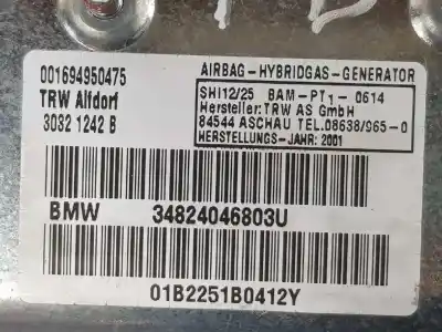 Автозапчастина б/у задня права бічна подушка безпеки для bmw 7 (e65, e66, e67) 745 i, li посилання на oem iam 72127226163  72127226163