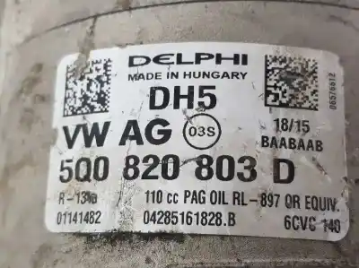 Peça sobressalente para automóvel em segunda mão compressor de ar condicionado a/a a/c por seat leon (5f1) 1.6 tdi referências oem iam 5q0820803d  5q0820803d