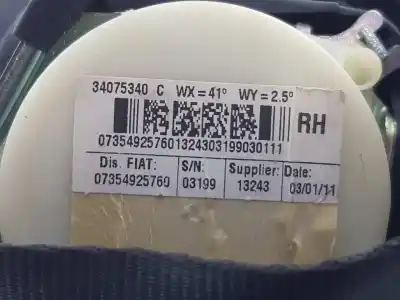 Peça sobressalente para automóvel em segunda mão CINTO DE SEGURANÇA TRASEIRO DIREITO por FIAT 500 CABRIO (150)  Referências OEM IAM 00735492576  00735492576