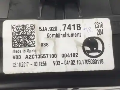 Автозапчастина б/у панель інструментів для skoda rapid ambition посилання на oem iam 5ja920741b  5ja920741b